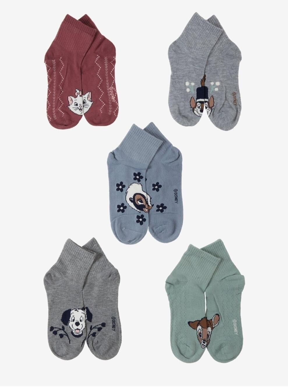 Disney Pets Quarter Crew Socks 5 Pairs Size 9-11 Shoe Size 4-10